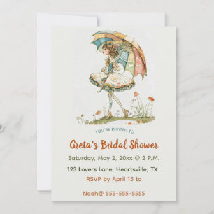 Editable Frauen mit Schirm-Brautparty Einladung