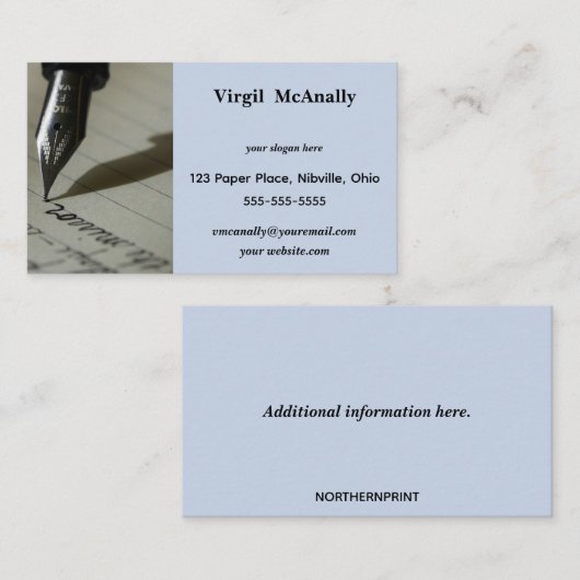 Editable Freelance Writer Visitenkarte (Vorne/Hinten)