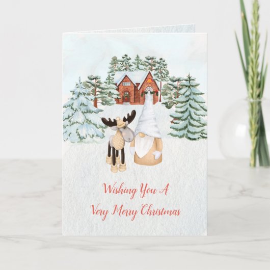 Editable frohe Weihnachten Gnome Winter Wonderland (Vorderseite)