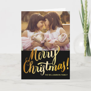Editable Frohe Weihnachtskarte mit familiärem Foto Feiertagskarte