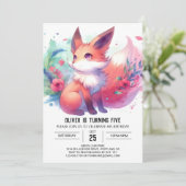Editable Fun Fox Birthday Einladung (Stehend Vorderseite)