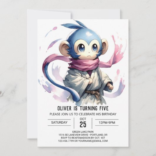 Editable Fun Monkey Birthday Einladung (Vorderseite)