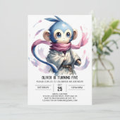 Editable Fun Monkey Birthday Einladung (Stehend Vorderseite)