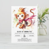 Editable Fun Monkey Birthday Einladung (Stehend Vorderseite)