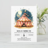 Editable Fun Zelt Circus Geburtstag Einladung (Stehend Vorderseite)