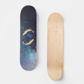 Editable Funny Fish in Galaxy Skateboard (Vorderseite)