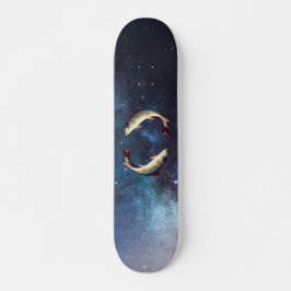 Editable Funny Fish in Galaxy Skateboard