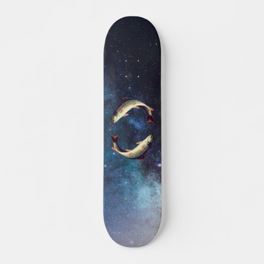 Editable Funny Fish in Galaxy Skateboard (Vorne)
