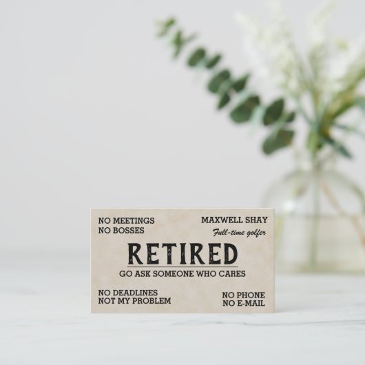 Editable Funny Retirement  Visitenkarte (Stehend Vorderseite)