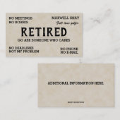 Editable Funny Retirement  Visitenkarte (Vorne/Hinten)