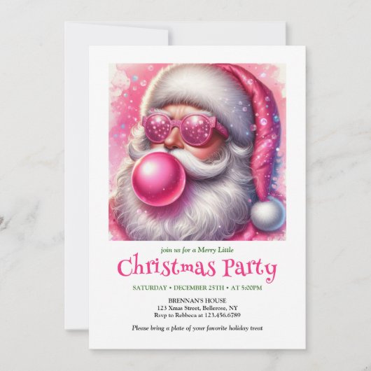 Editable Funny Santa Heart Glasses Christmas Einladung (Vorderseite)