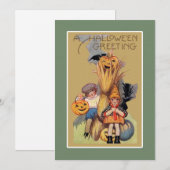 Editable Funny Vintag Halloween Feiertagskarte (Vorne/Hinten)