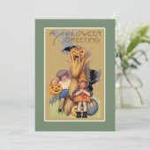 Editable Funny Vintag Halloween Feiertagskarte (Stehend Vorderseite)