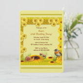 Editable Garden Sunflowers Daisies Toadstool Robin Einladung (Stehend Vorderseite)