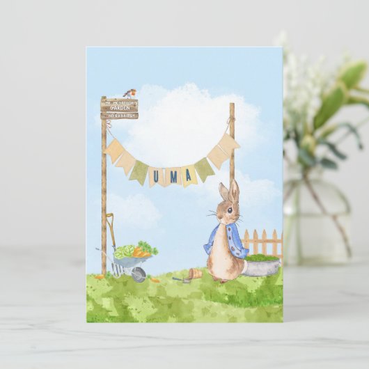Editable Garening Peter the Rabbit Einladung (Stehend Vorderseite)