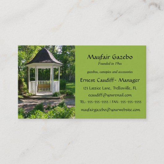 Editable Gazebo Visitenkarte (Vorderseite)