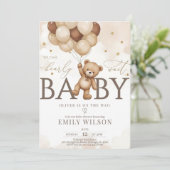 EDITABLE Gender Neutral Bear Baby Shower Invitatio Einladung (Stehend Vorderseite)