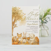 Editable Gender Neutral Fall Woodland Baby Shower Einladung (Stehend Vorderseite)