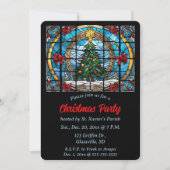 Editable gestanzte Glas Weihnachtsbaum und Bogen Einladung (Vorderseite)