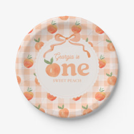 Editable Gingham Peach Paper Plates Pappteller