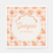 Editable Gingham Peach Party Napkins Serviette (Vorderseite)
