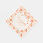 Editable Gingham Peach Party Napkins Serviette (Ecke)