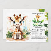 Editable Giraffe Baby Dusche Einladung (Vorne/Hinten)