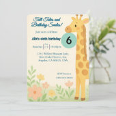 Editable Giraffe Geburtstagseinladung - Benutzerde Einladung (Stehend Vorderseite)