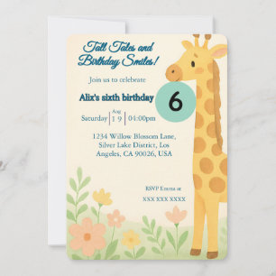 Editable Giraffe Geburtstagseinladung - Benutzerde Einladung