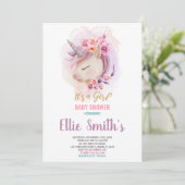 Editable Girl Baby Sprinkle oder Dusche Party Card Einladung (Stehend Vorderseite)