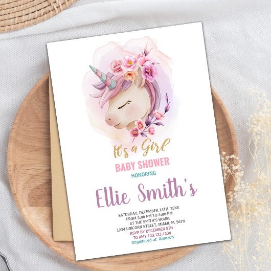 Editable Girl Baby Sprinkle oder Dusche Party Card Einladung