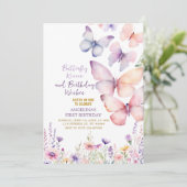 Editable Girl Butterfly zum Geburtstag Einladung (Stehend Vorderseite)