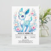 Editable Girl Deer Digital Geburtstag Einladung (Stehend Vorderseite)