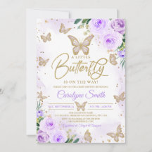 Editable Girl Lila Butterfly Babydusche