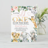 Editable Girl Safari Kinderdusche Einladung (Stehend Vorderseite)