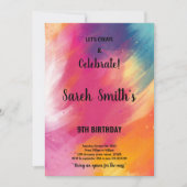 Editable Girls Art Party Card mit Colorschlauch Einladung (Vorderseite)