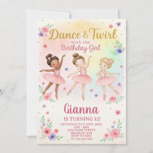 Editable Girl's Dance Invite Einladung