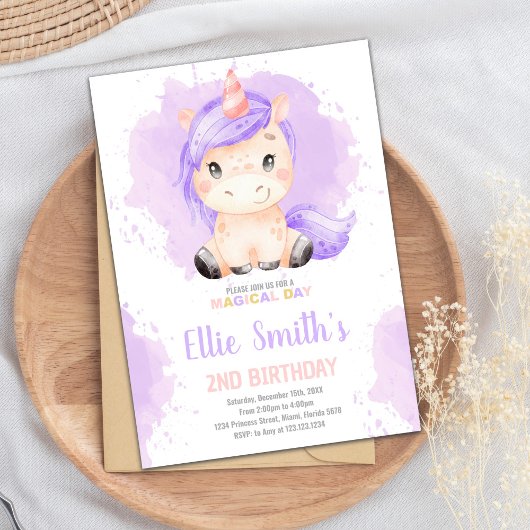 Editable Girls Fantasy Party Card with Stars Einladung