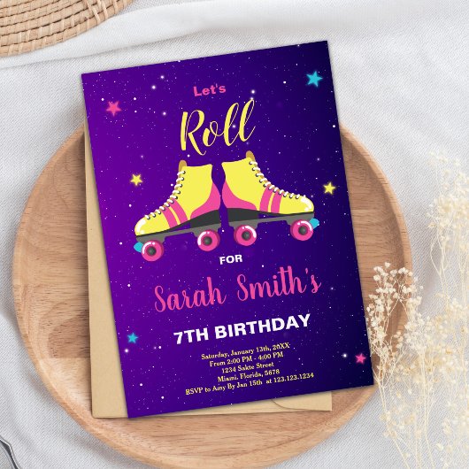 Editable Girls Skate Party Einladung