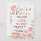 Editable Girl's Tea Party Einladung (Vorderseite)