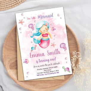 Editable Girls Under Sea Party Card mit Wasser Einladung