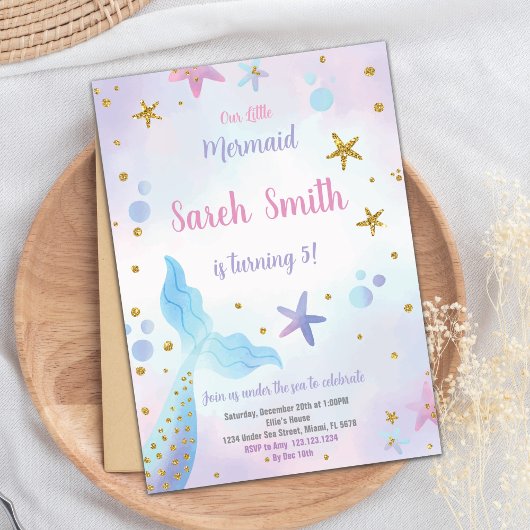 Editable Girls Under Sea Party Card with Ocean Einladung