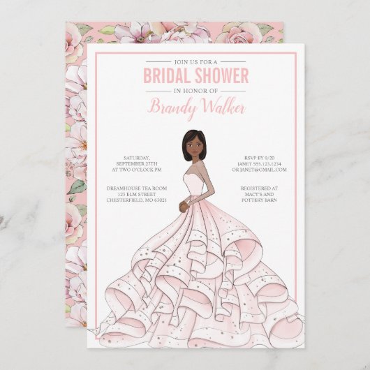 Editable Glam Bride Brautparty Einladung (Vorne/Hinten)