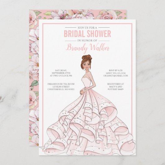 Editable Glam Bride Brautparty Einladung (Vorne/Hinten)