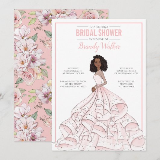 Editable Glam Bride Brautparty Einladung (Vorne/Hinten)