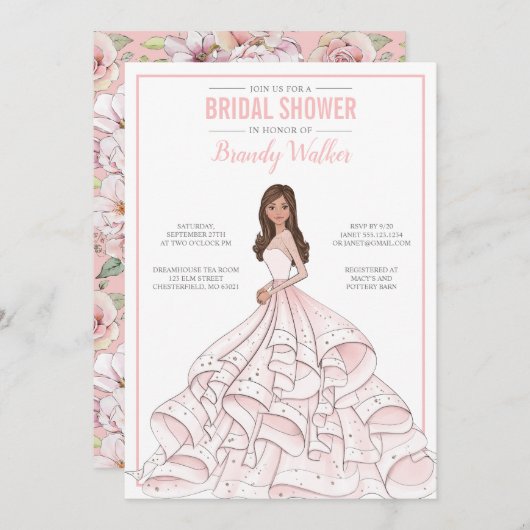 Editable Glam Bride Brautparty Einladung (Vorne/Hinten)
