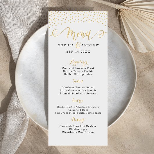 Editable Glam gold Glitzer Vintage Hochzeitsmenü Menükarte