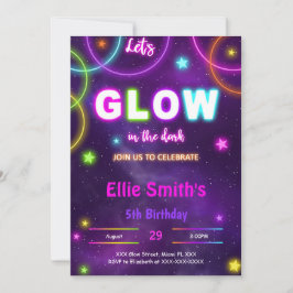 Editable Glow Birthday Einladung