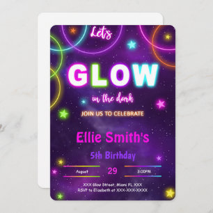 Editable Glow Birthday Einladung