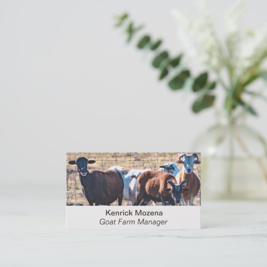 Editable Goat Bauer Buttons Business Card Visitenkarte (Stehend Vorderseite)